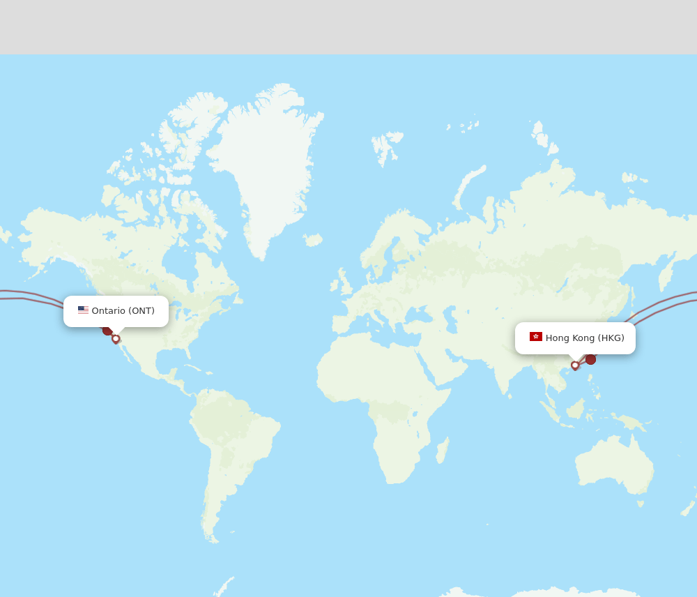 ONT-HKG flight routes