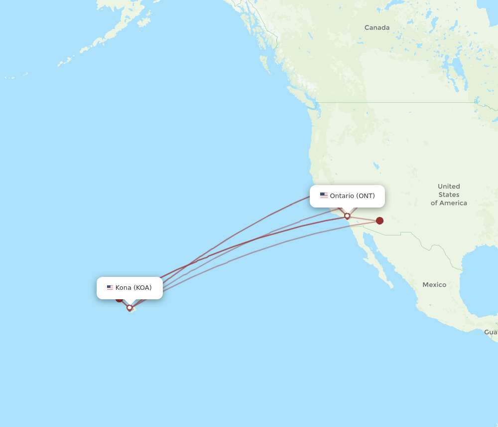 ONT-KOA flight routes