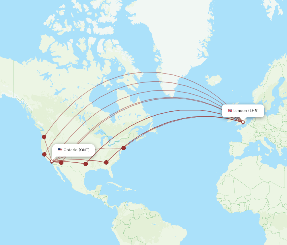 ONT-LHR flight routes
