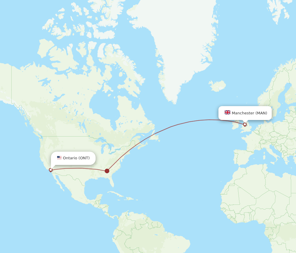 ONT to MAN flights and routes map
