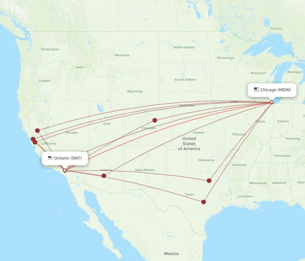 ONT-MDW flight routes