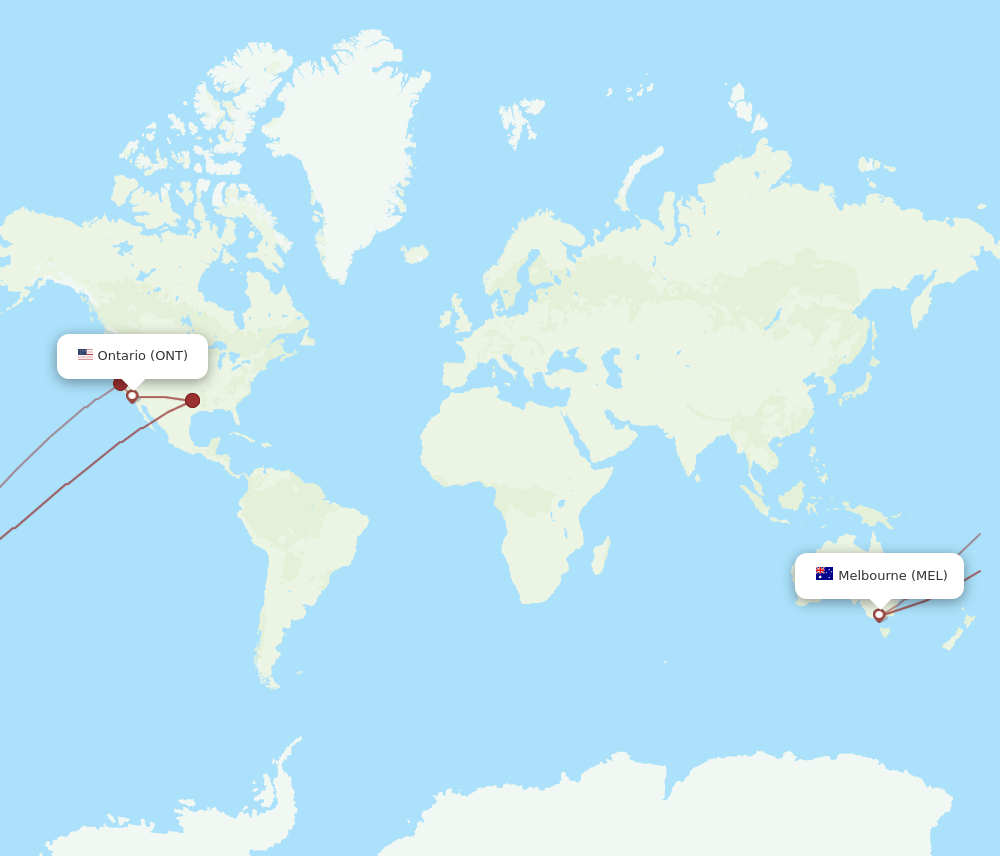 ONT-MEL flight routes