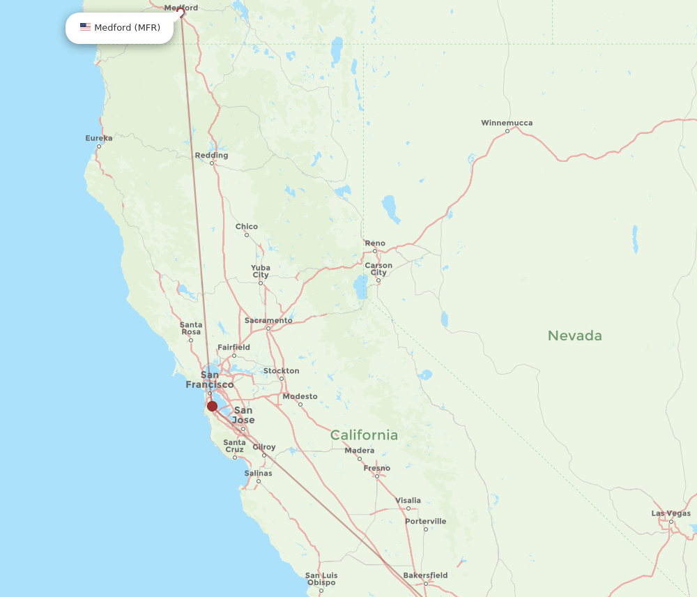 ONT-MFR flight routes
