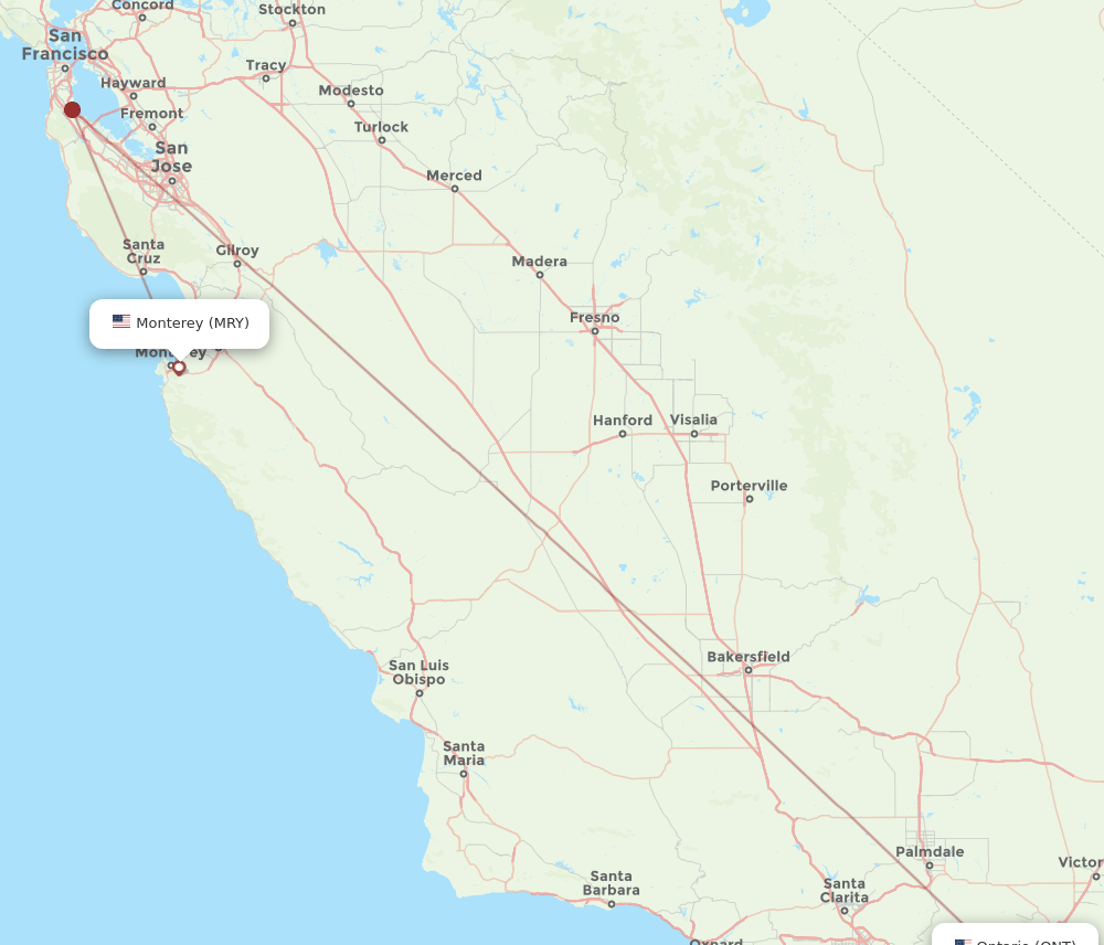 ONT-MRY flight routes