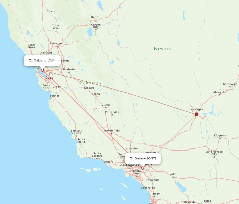 ONT-OAK flight routes