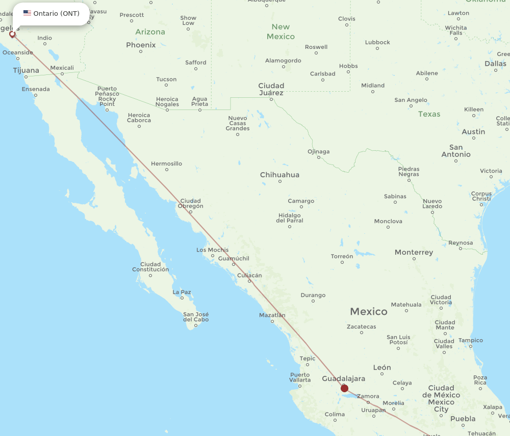 ONT-OAX flight routes
