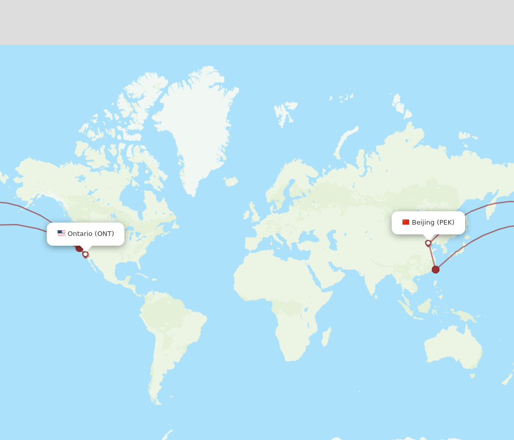 ONT-PEK flight routes