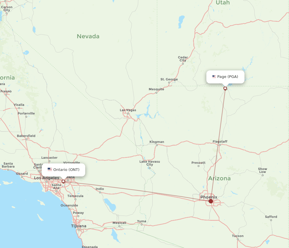 ONT-PGA flight routes
