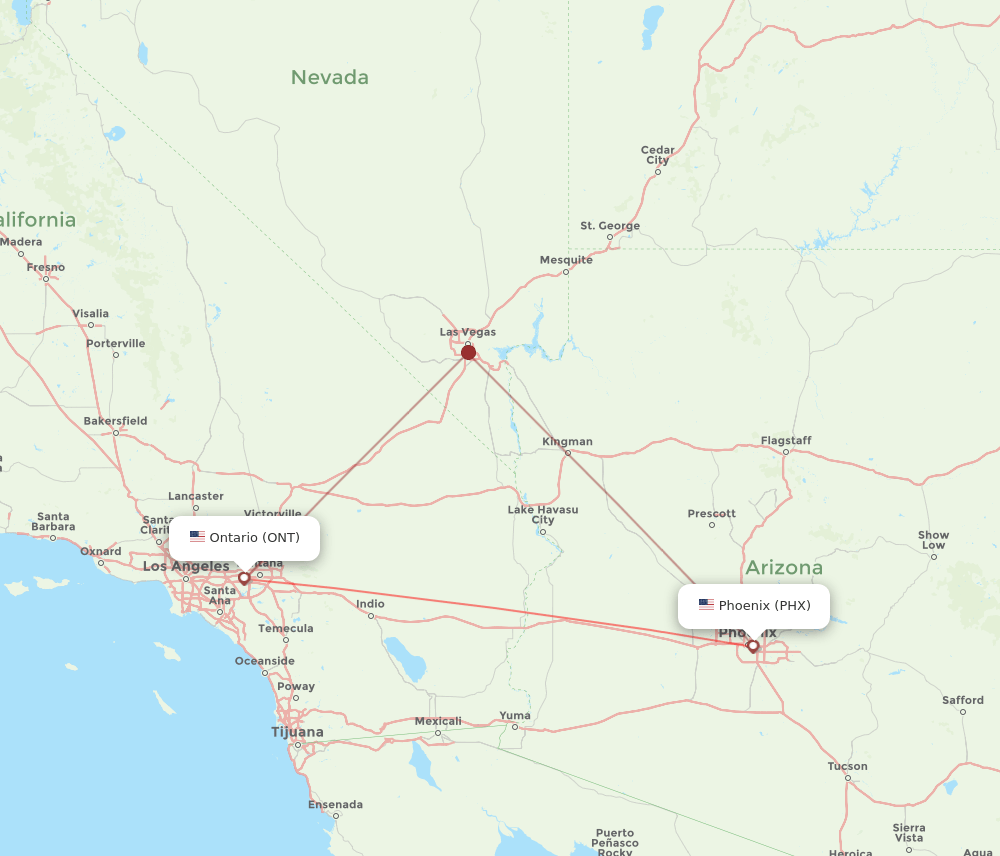 ONT-PHX flight routes