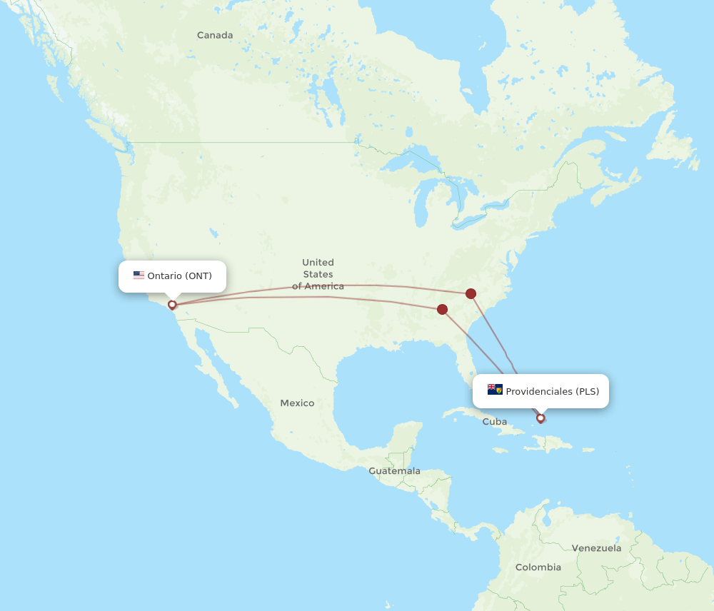 ONT-PLS flight routes