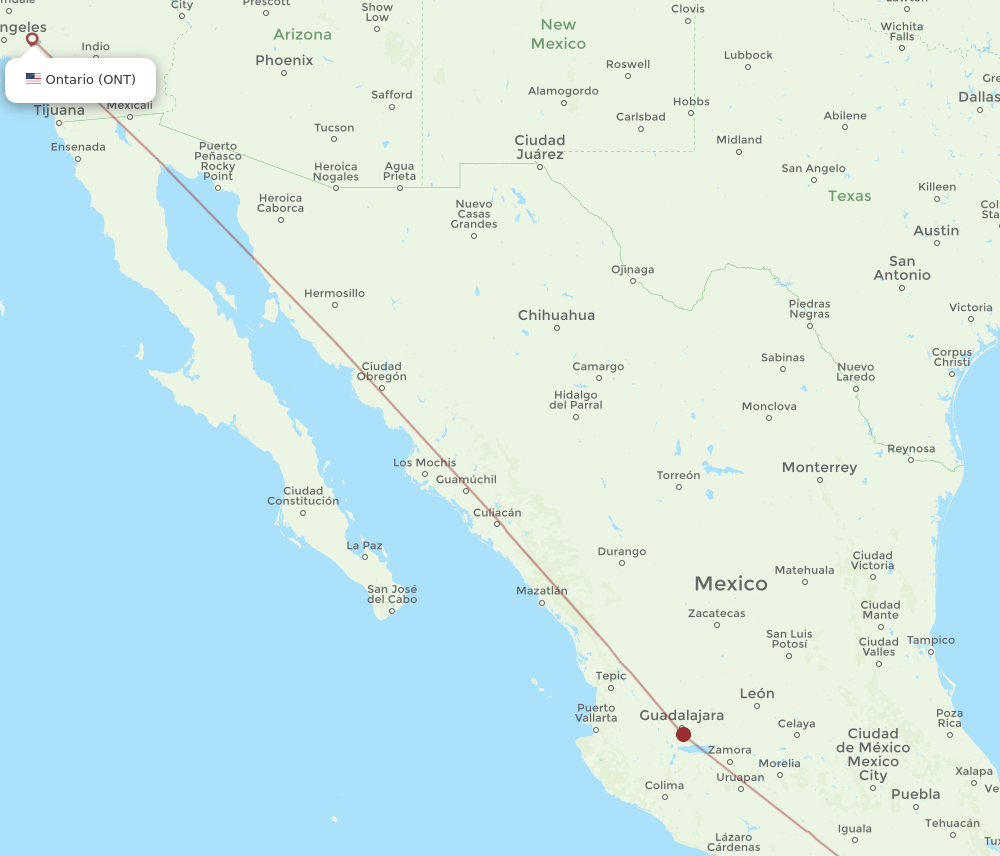 ONT-PXM flight routes