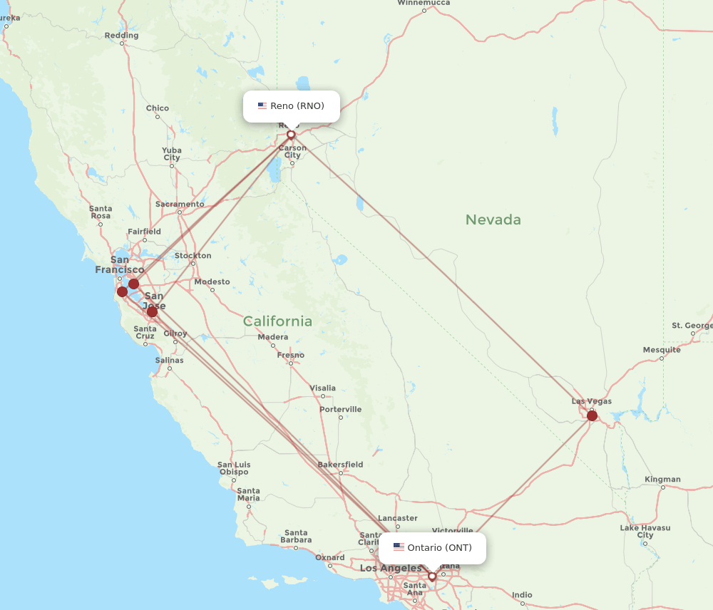 ONT-RNO flight routes