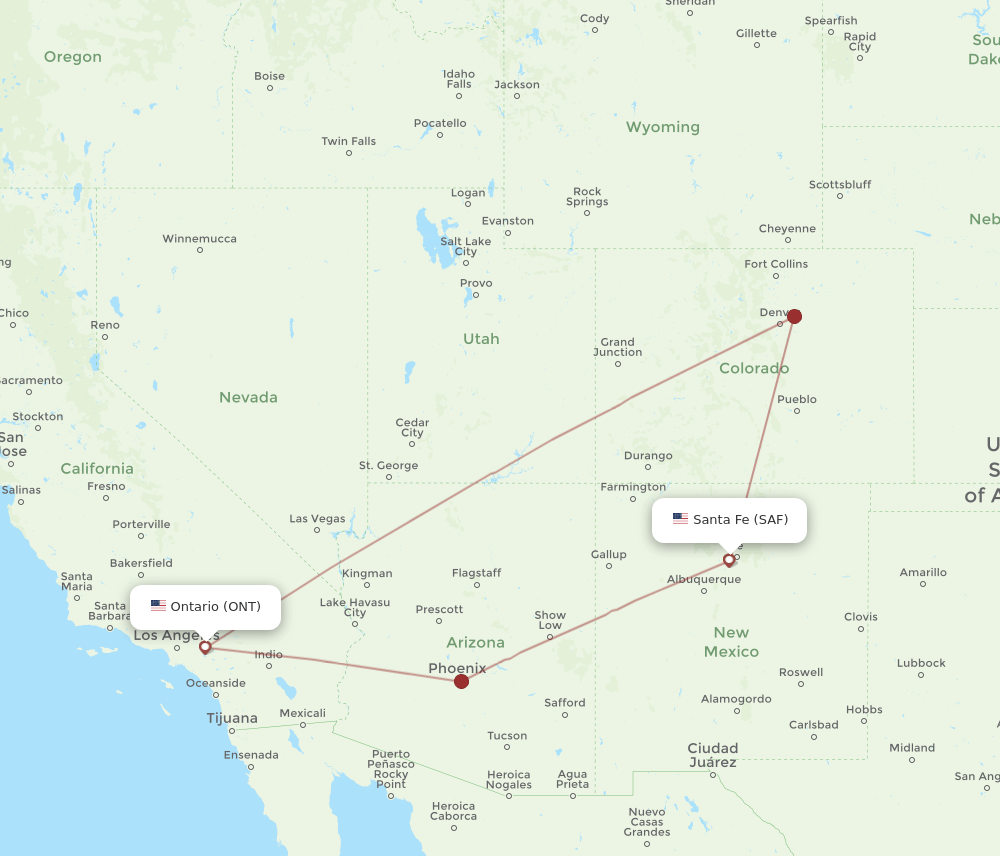 ONT-SAF flight routes