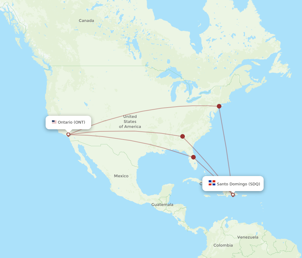 ONT-SDQ flight routes