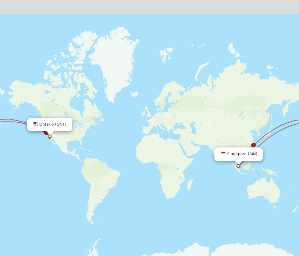 ONT-SIN flight routes