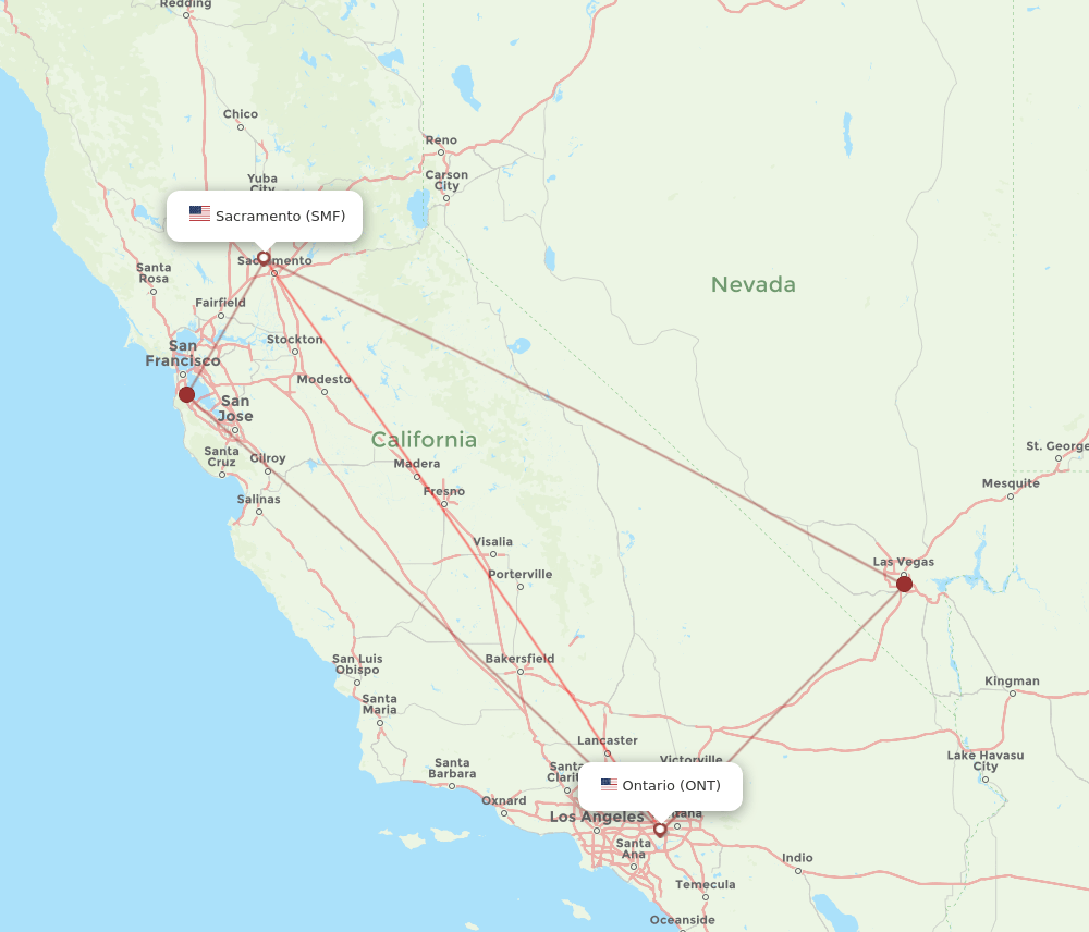 ONT-SMF flight routes