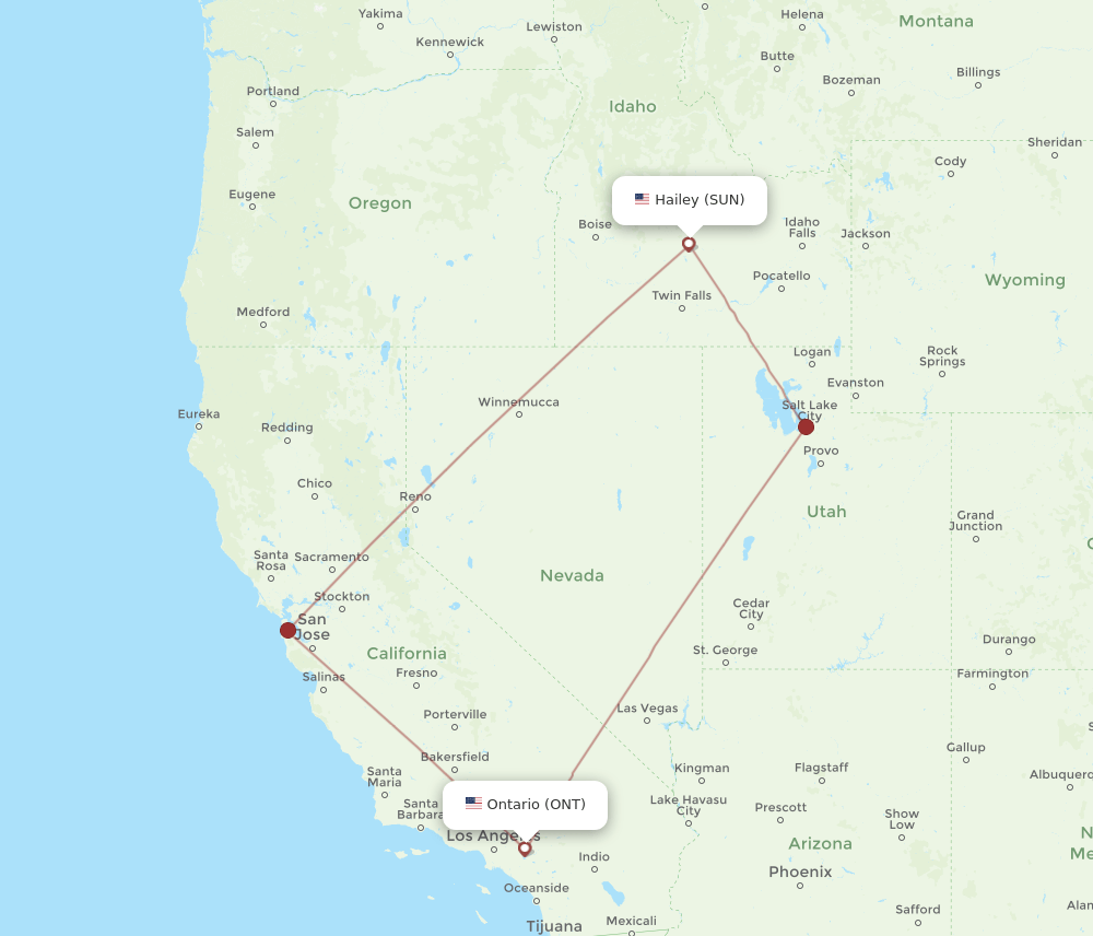 ONT-SUN flight routes