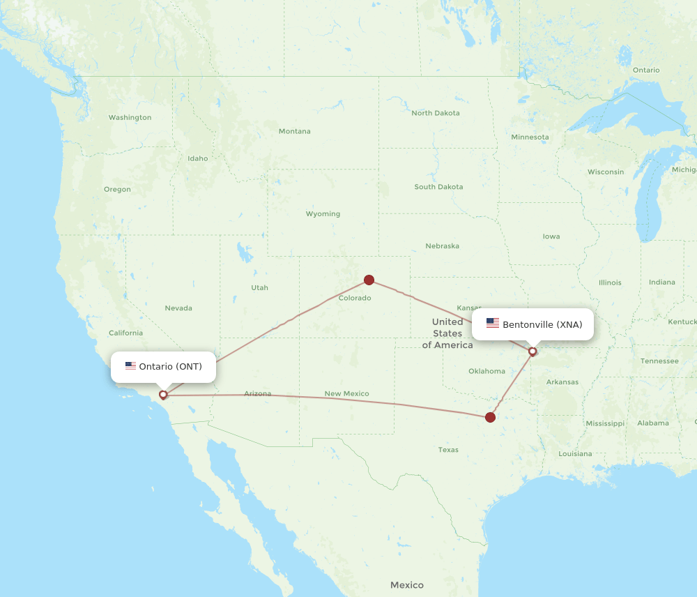 ONT-XNA flight routes