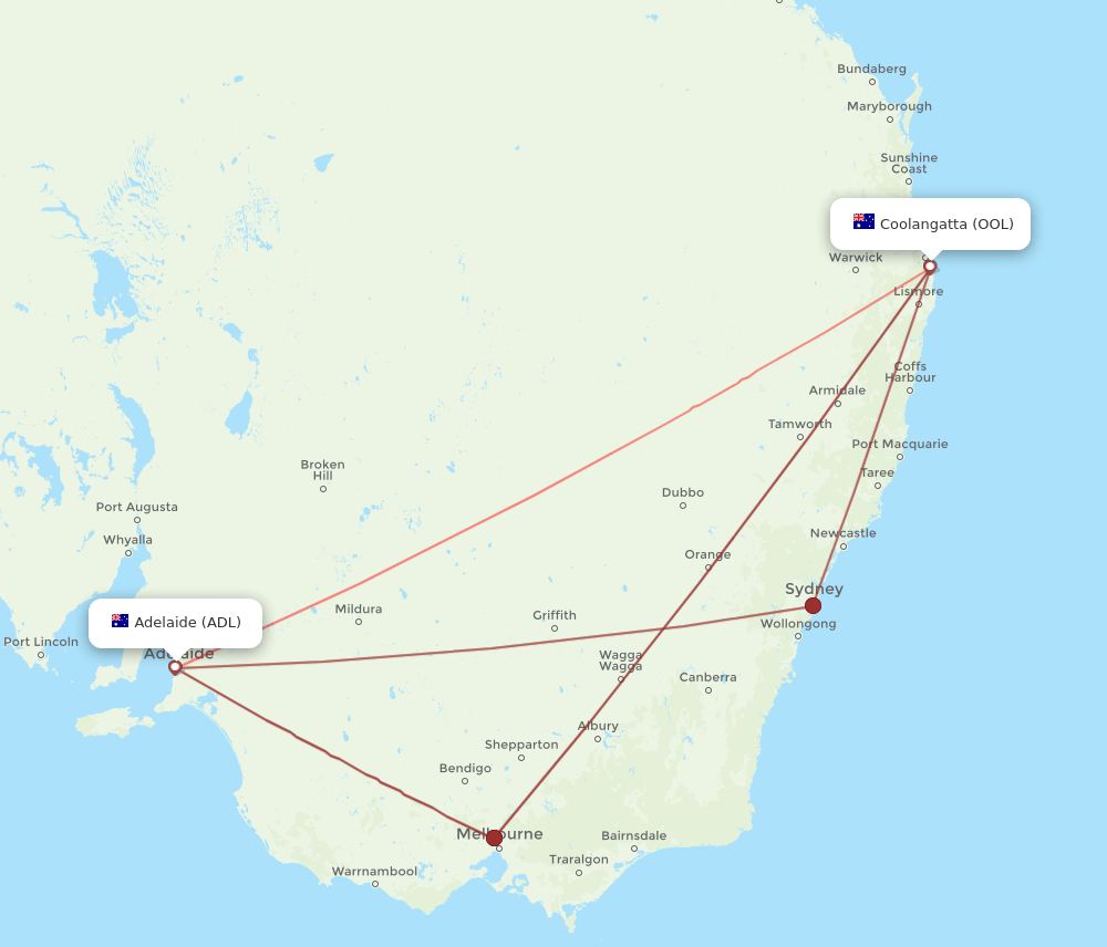 OOL-ADL flight routes