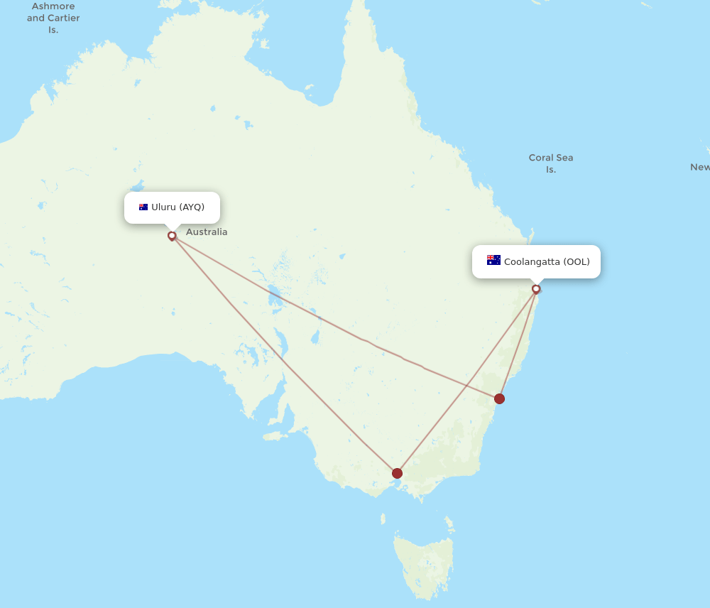 OOL-AYQ flight routes