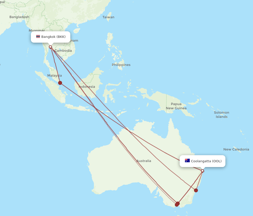 OOL-BKK flight routes