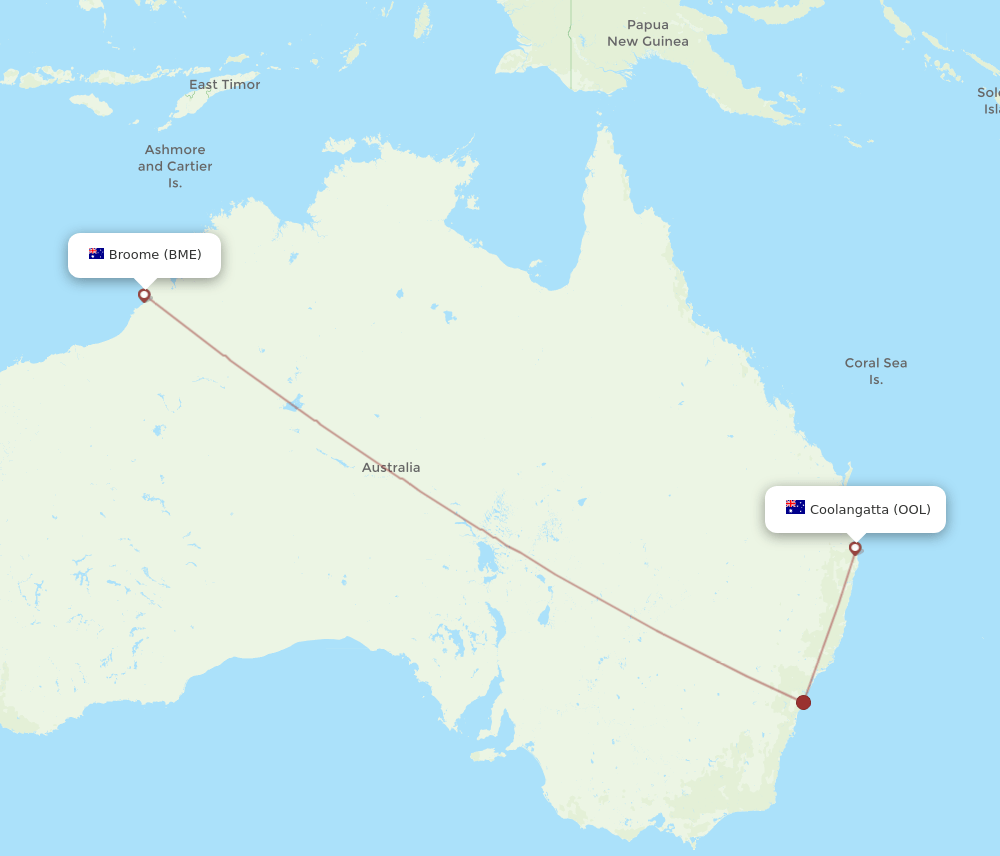 OOL-BME flight routes