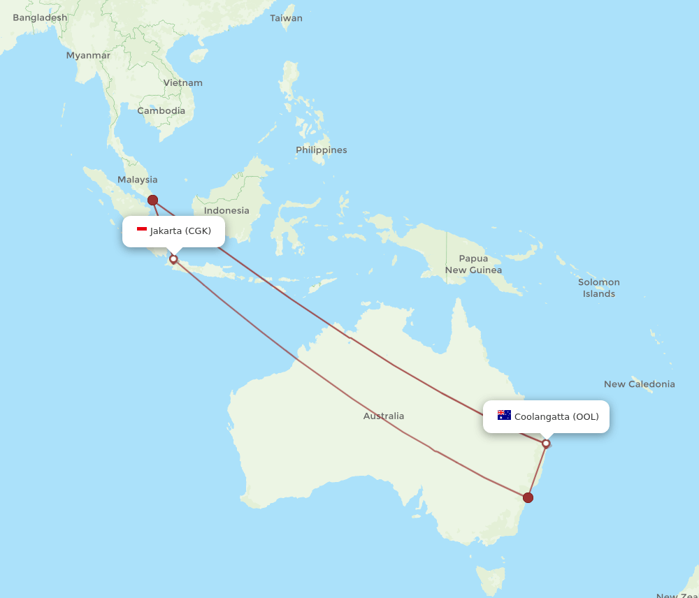 OOL-CGK flight routes