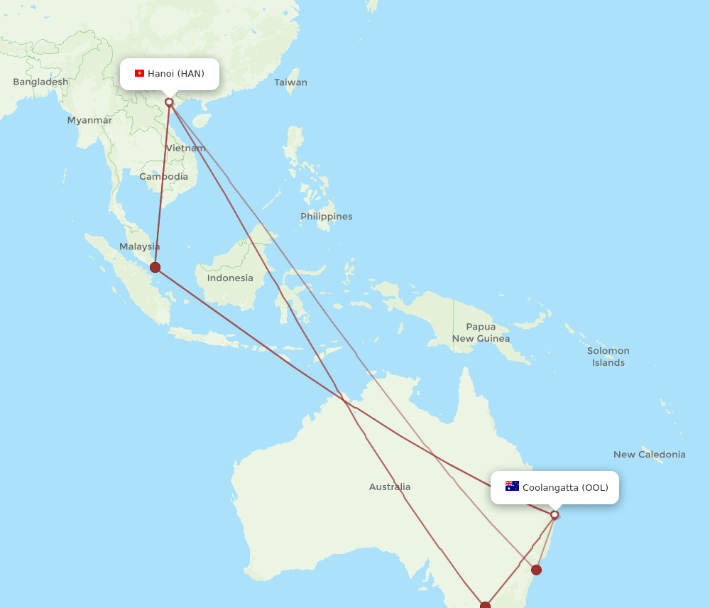 OOL-HAN flight routes