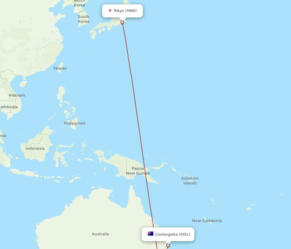 OOL-HND flight routes