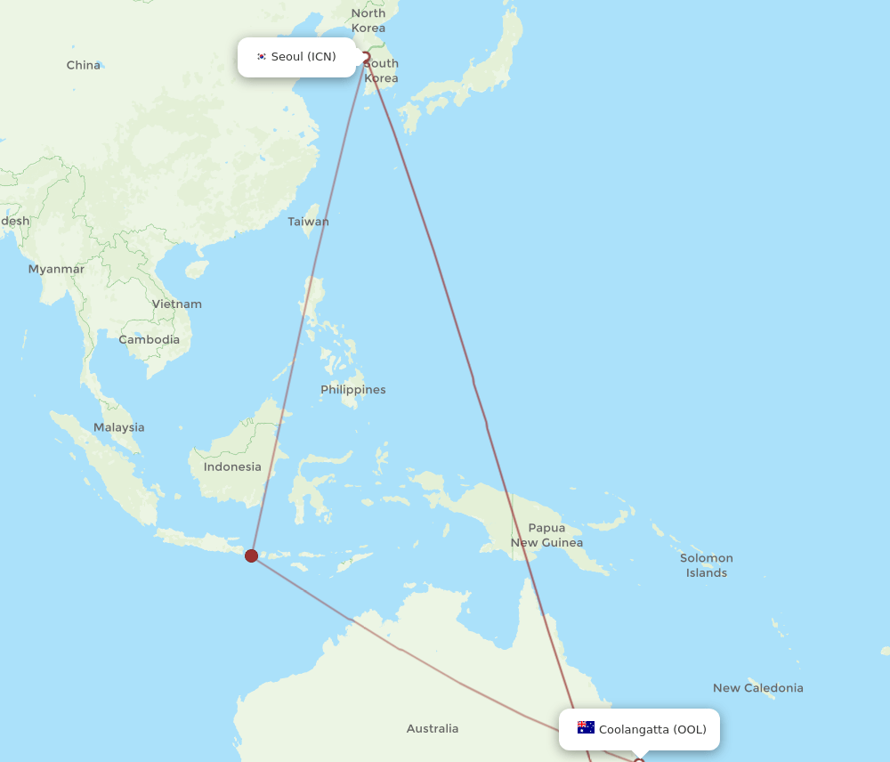 OOL-ICN flight routes