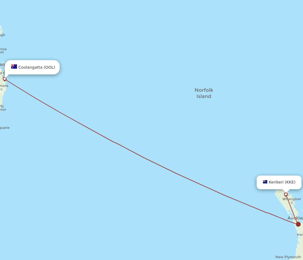 OOL-KKE flight routes