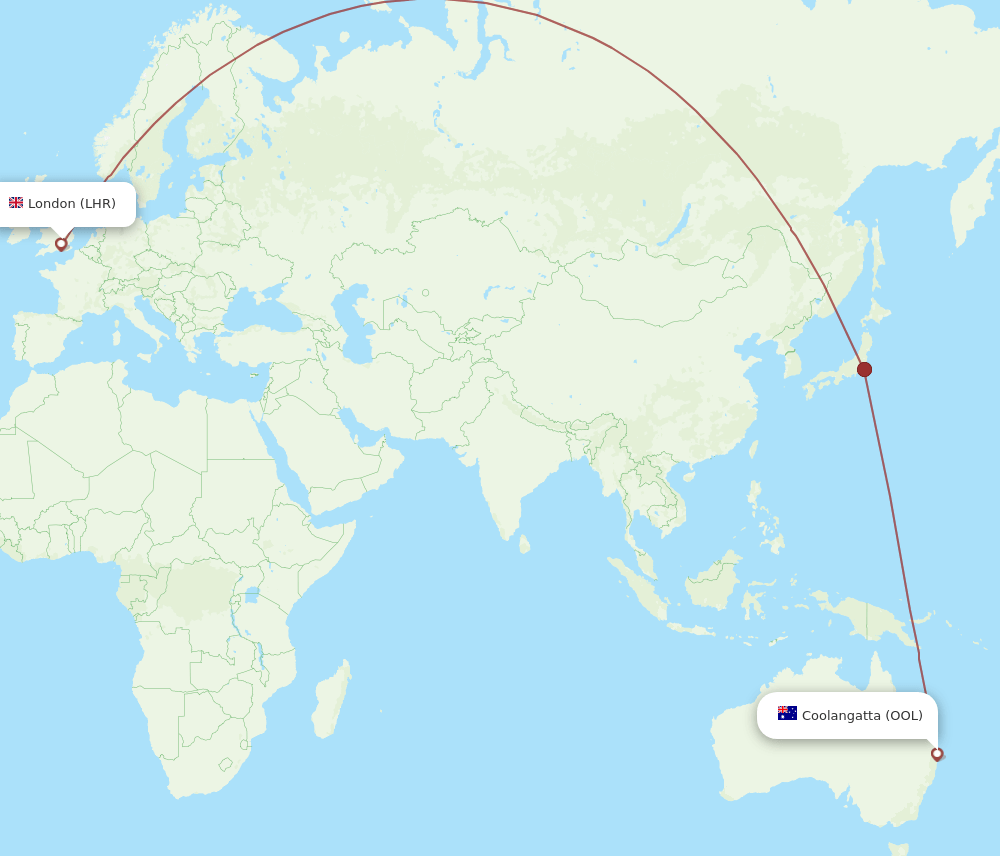 OOL to LHR flights and routes map