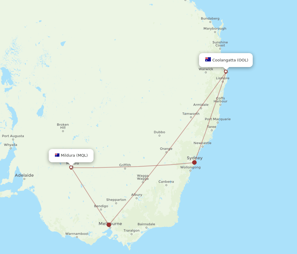 OOL-MQL flight routes
