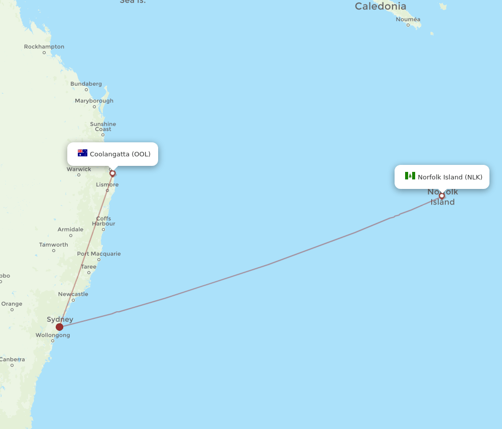 OOL-NLK flight routes