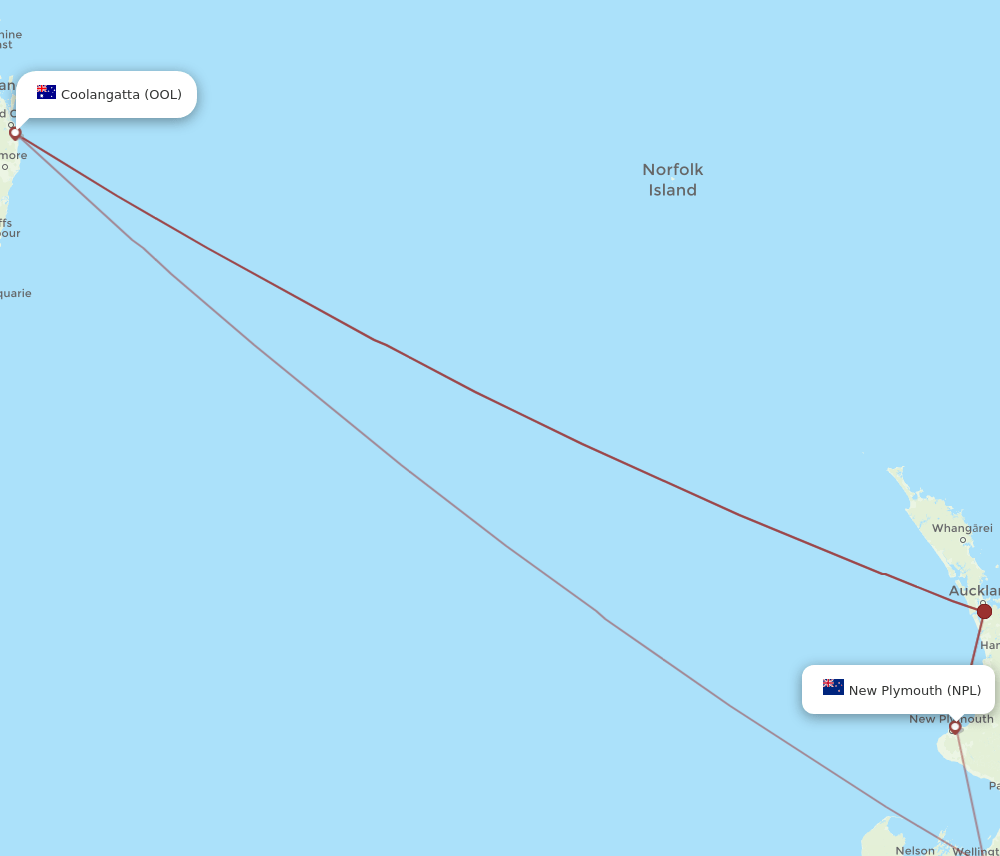 OOL to NPL flights and routes map