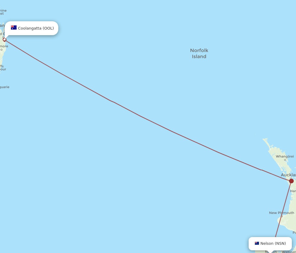 OOL to NSN flights and routes map