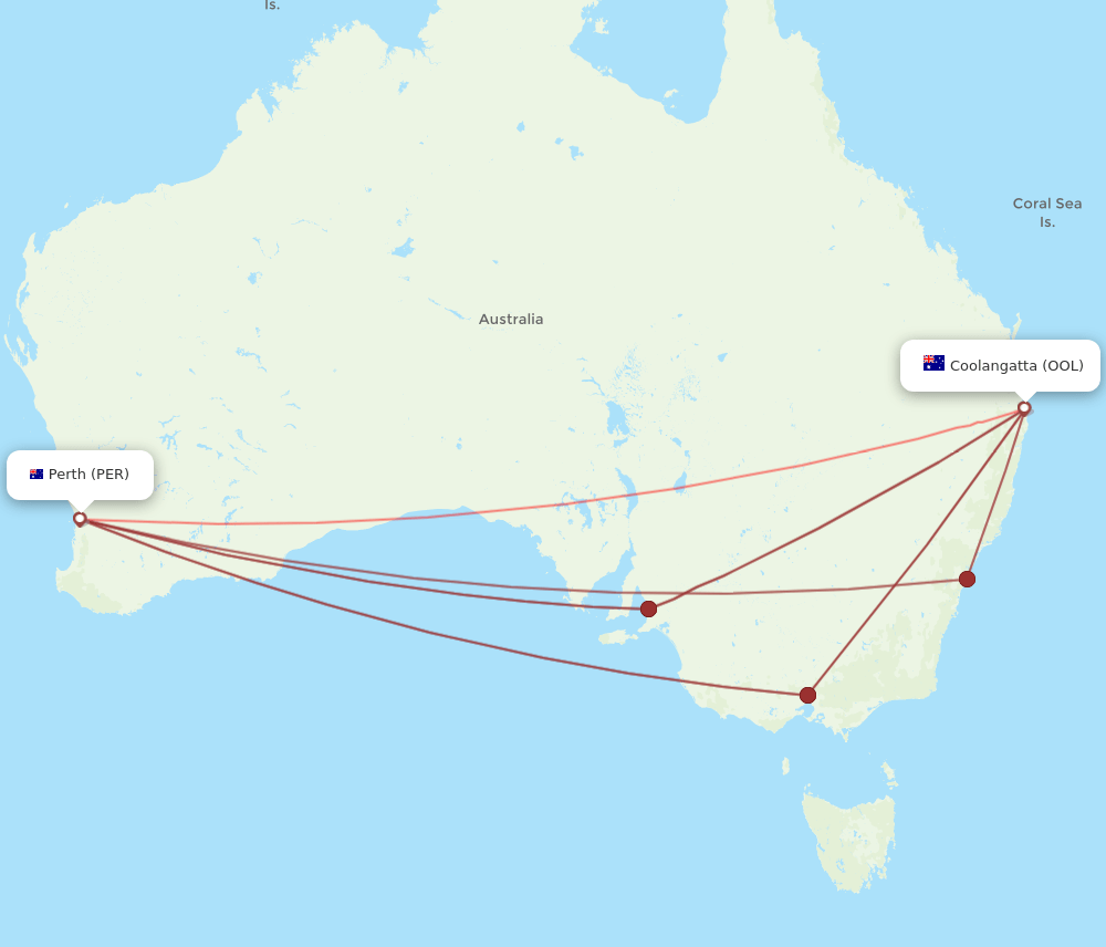 OOL-PER flight routes