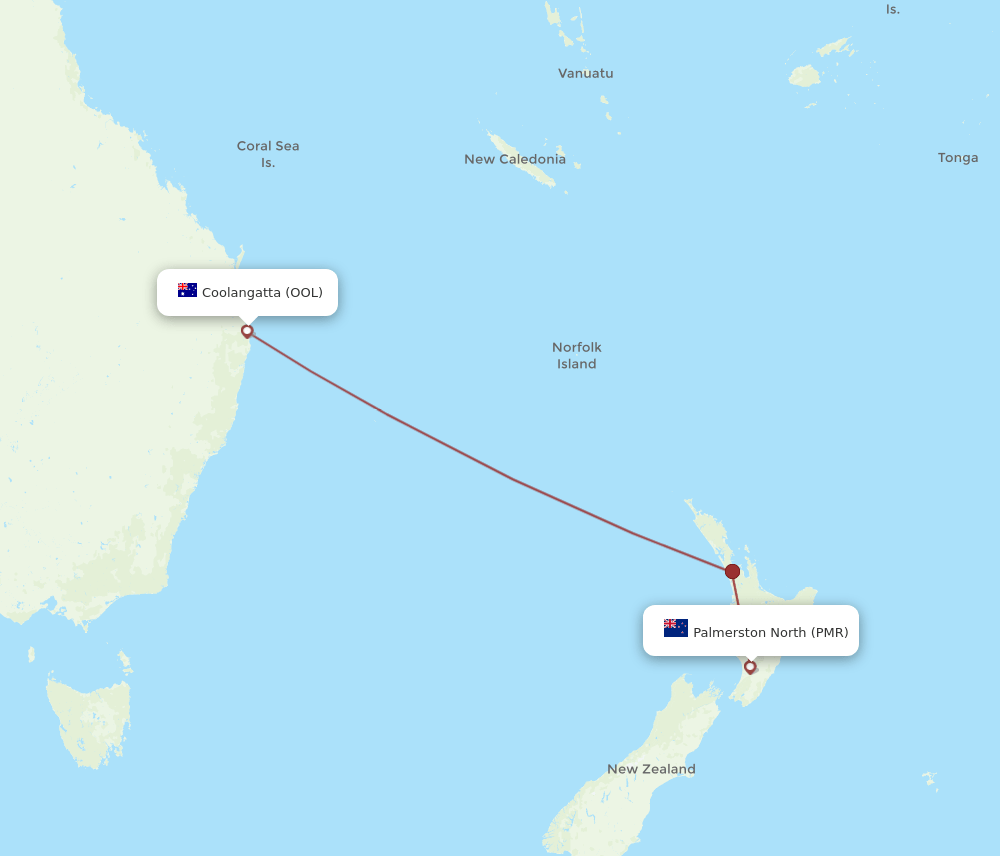 OOL to PMR flights and routes map