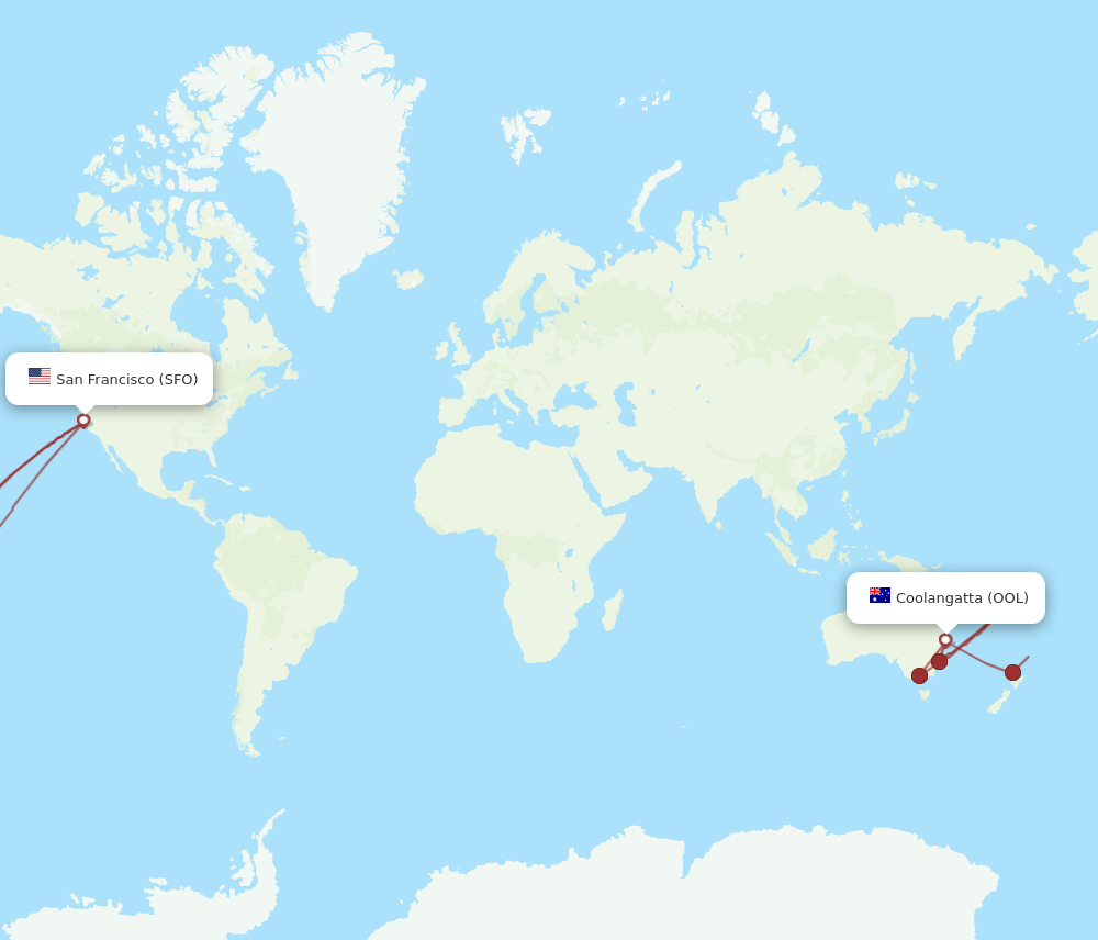 OOL to SFO flights and routes map