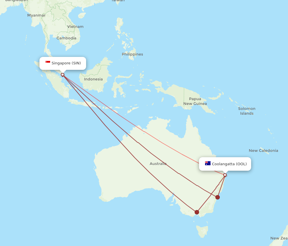 OOL to SIN flights and routes map