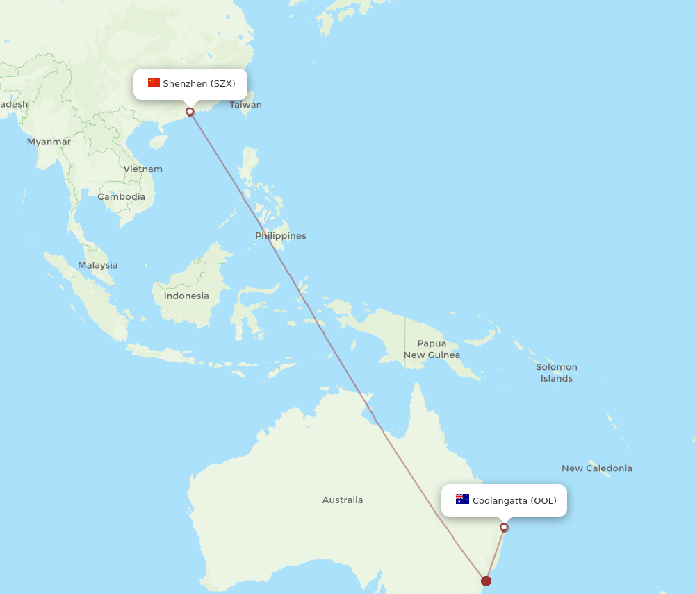 OOL-SZX flight routes