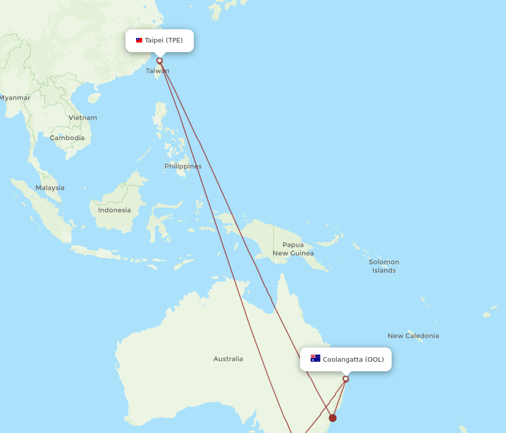 OOL-TPE flight routes