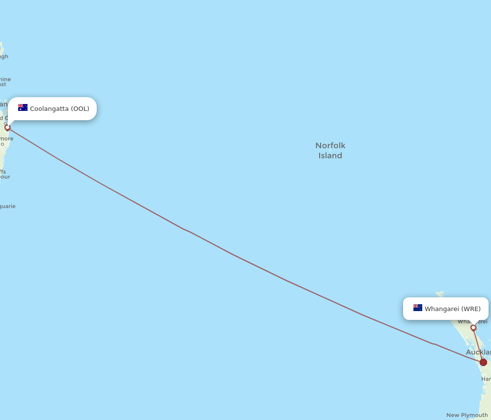 OOL-WRE flight routes
