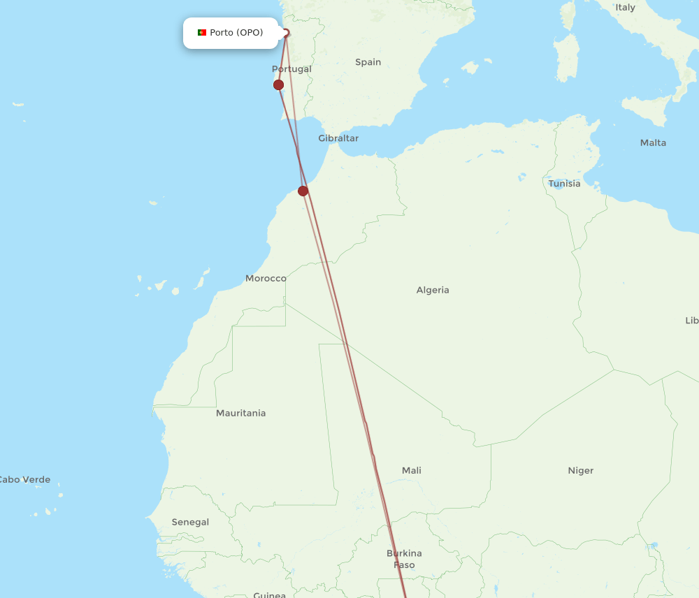 OPO-ACC flight routes