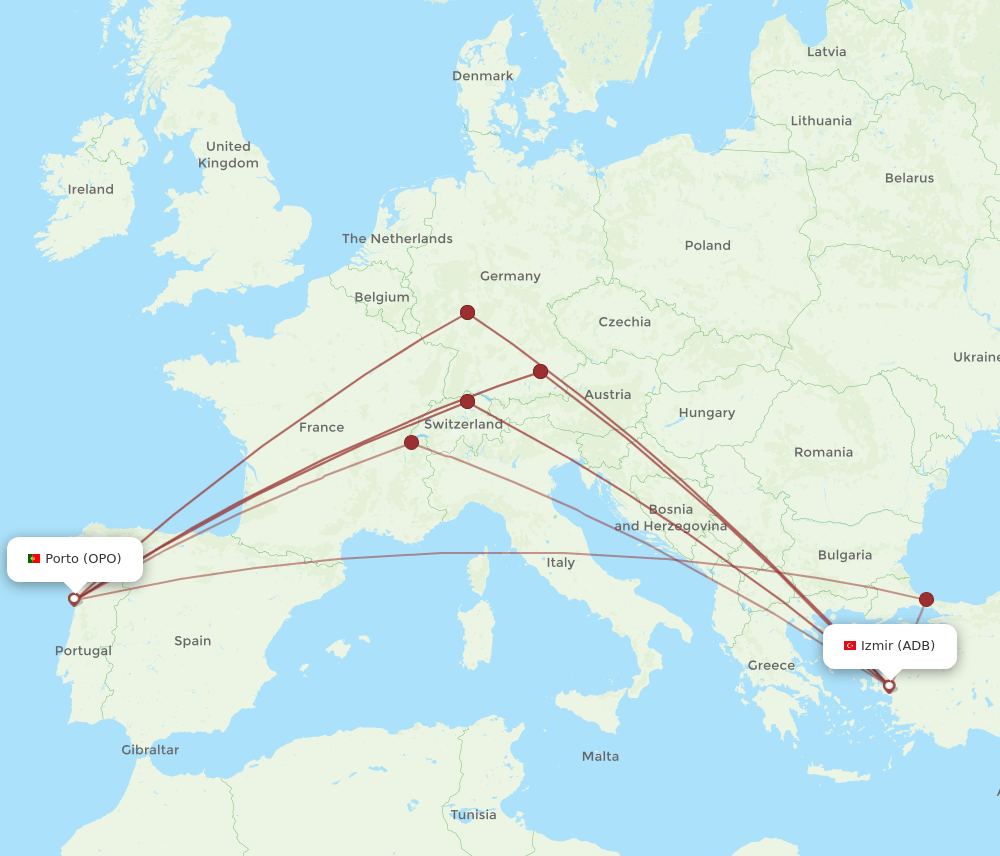 OPO-ADB flight routes