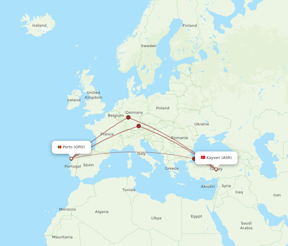 OPO-ASR flight routes