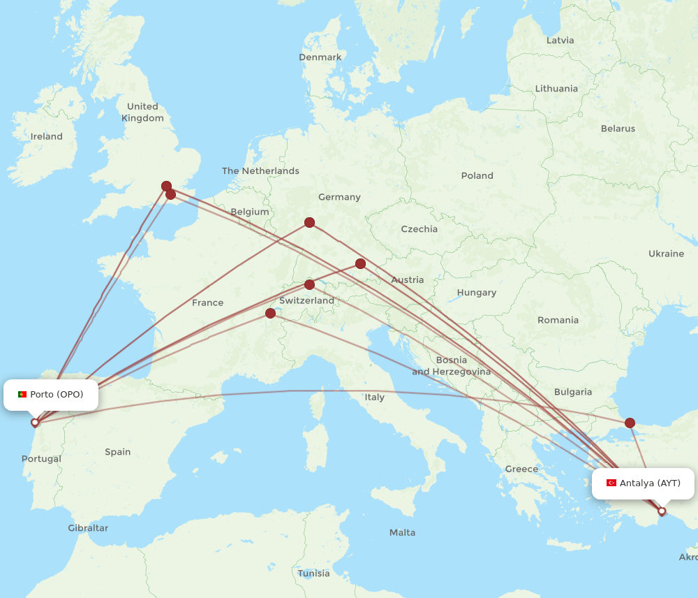 OPO-AYT flight routes