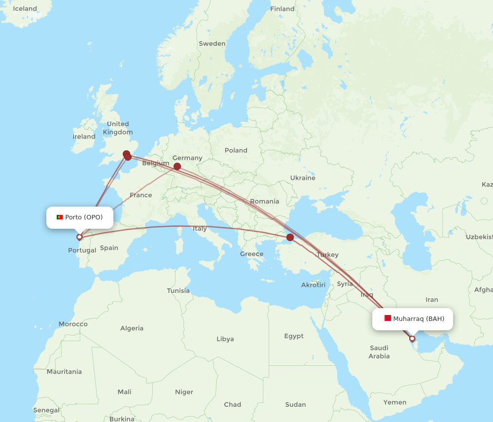 OPO-BAH flight routes