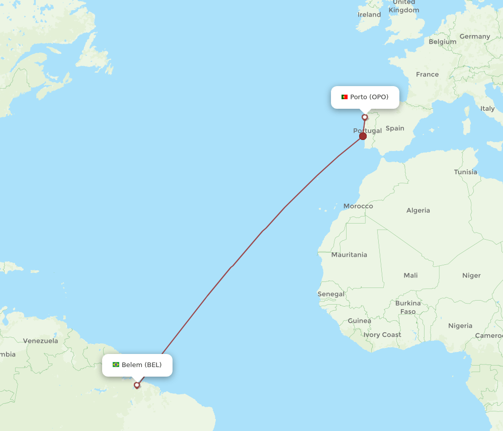 OPO-BEL flight routes