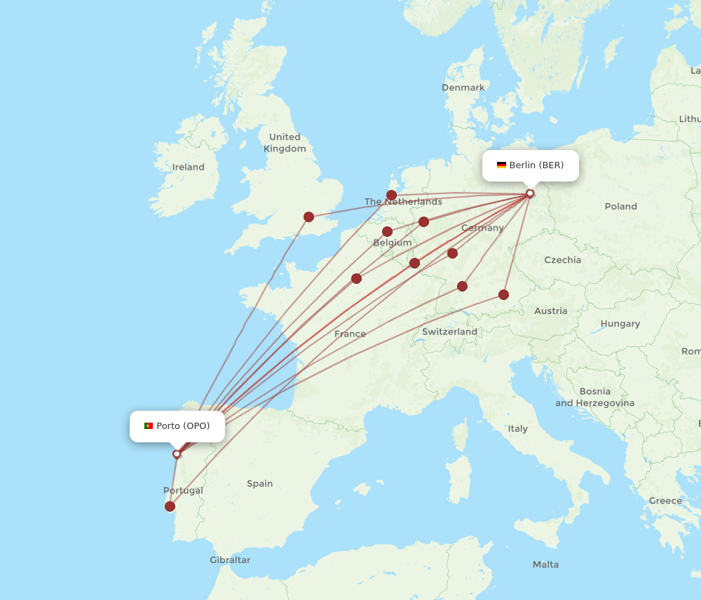 OPO-BER flight routes